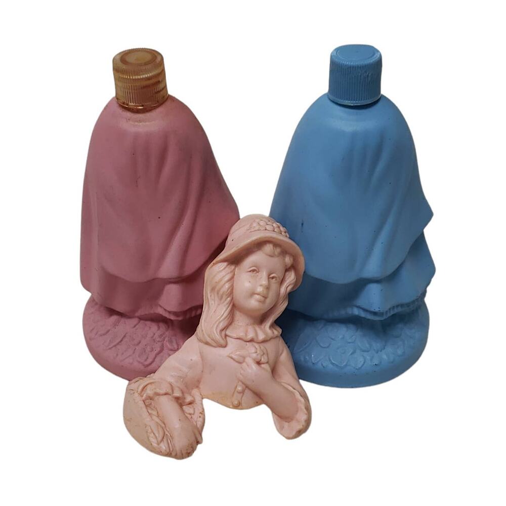 Vintage Avon Mix Match Pretty Girl Pink & Little Girl Blue Glass Perfume Bottle